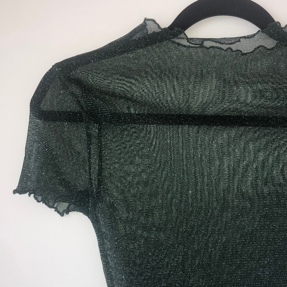 Green Sheer Sparkly Glitter Lettuce Edge